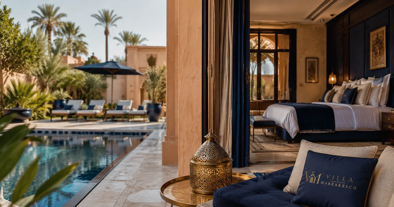 Ferienvilla in Marrakesch mit Pool, Schlafzimmer und vorbereiteter Vermietung