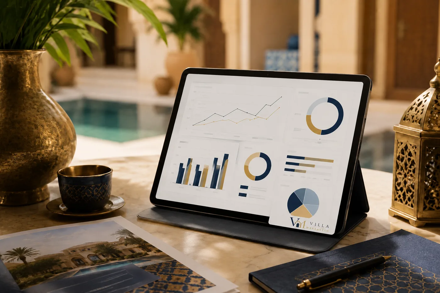 Sachliche Analyse von Belegung, Kosten und Verwaltung auf einem Tablet ohne Renditeversprechen.