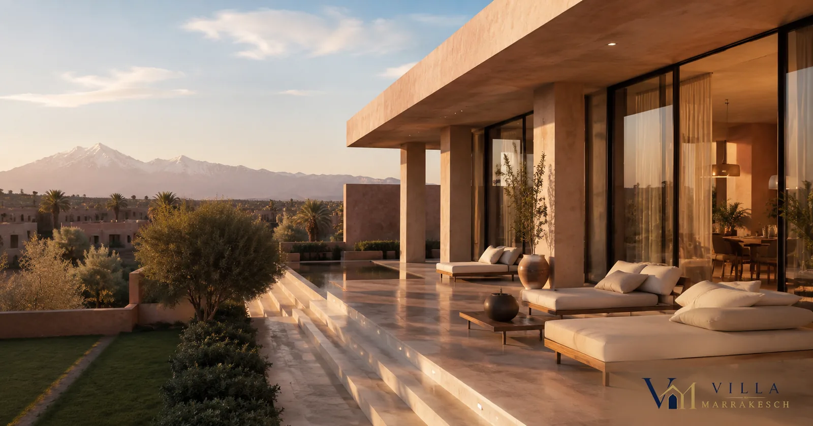 Moderne Villa mit Atlasblick in einer ruhigen Lage im Umland von Marrakesch.