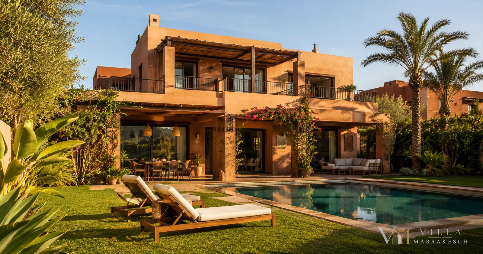 Familienfreundliche moderne Villa in einem etablierten Wohnviertel von Marrakesch.